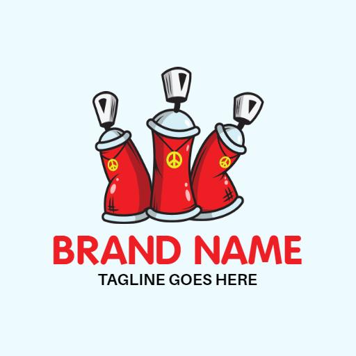 Bold Red Spray Paint Cans Celebrating Urban Graffiti Logo Template