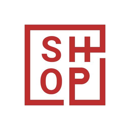 Bold Red Square Design Featuring Modern Shop Concept Logo Template