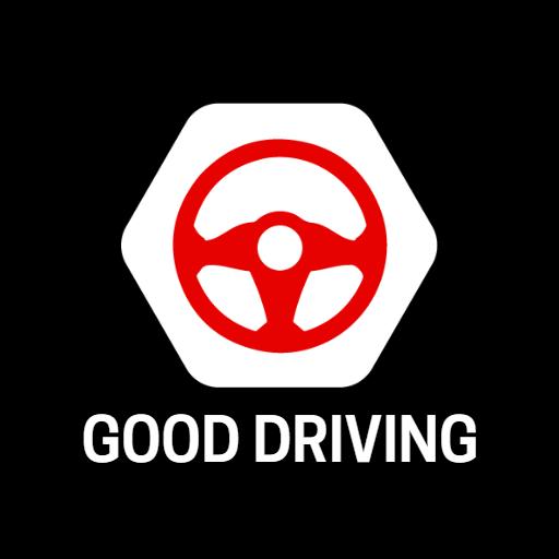 Bold Red Steering Wheel Design for Safe Driving Logo Template