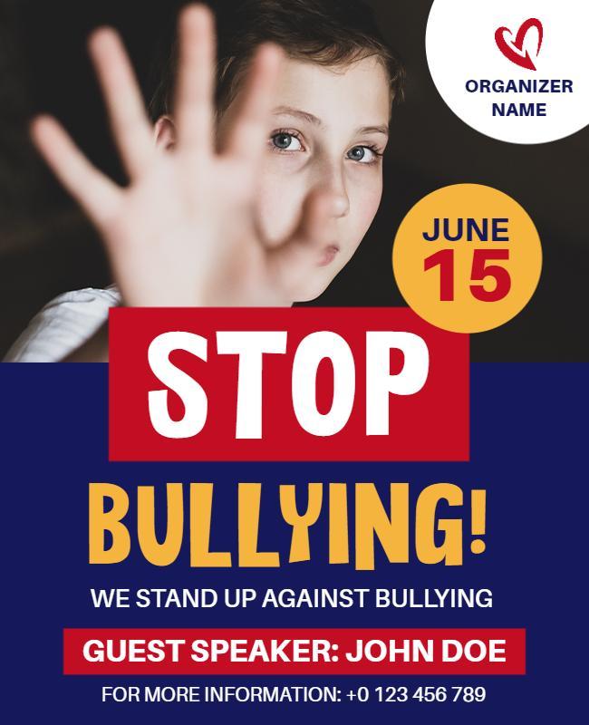Bold Red Stop Bullying Awareness Event Flyer Template