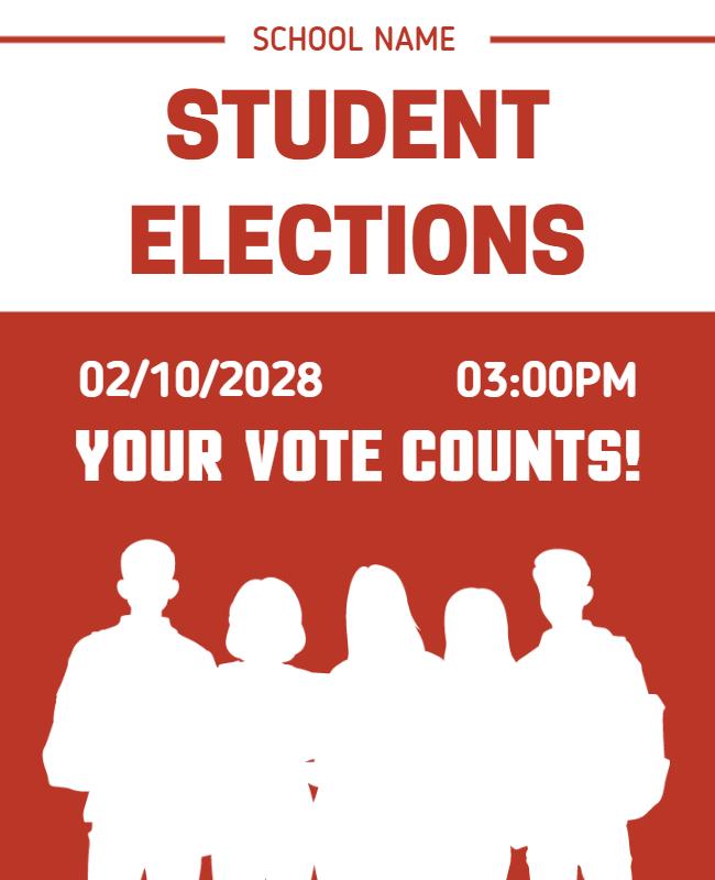 Bold Red Student Elections Awareness Poster Template