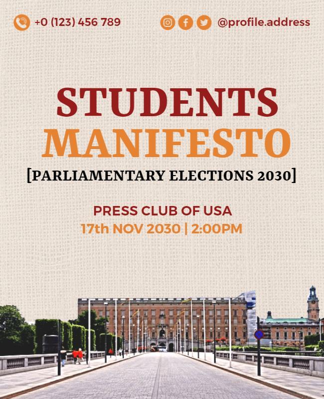 Bold Red Students Manifesto Parliamentary Elections Poster Template