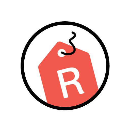 Bold Red Tag Symbol Showcasing the Letter R Alphabet Logo Template