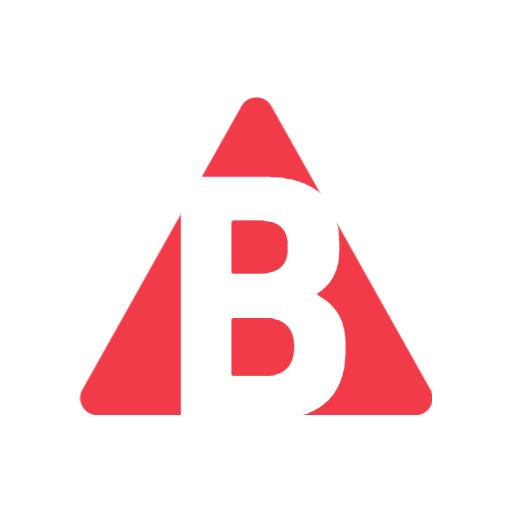 Bold Red Triangle Design Featuring Letter B Alphabet Logo Template