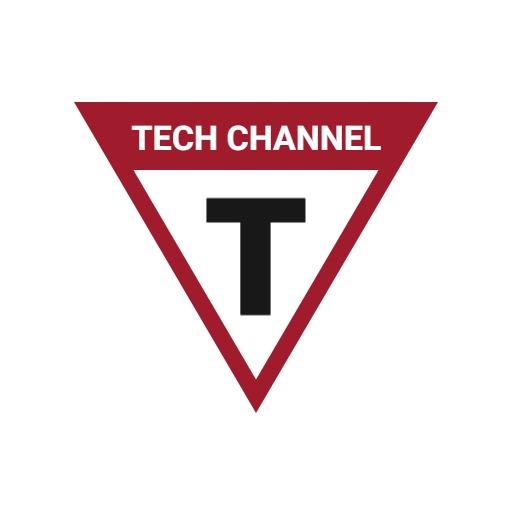 Bold Red Triangle Design for Engaging Tech Channel Logo Template