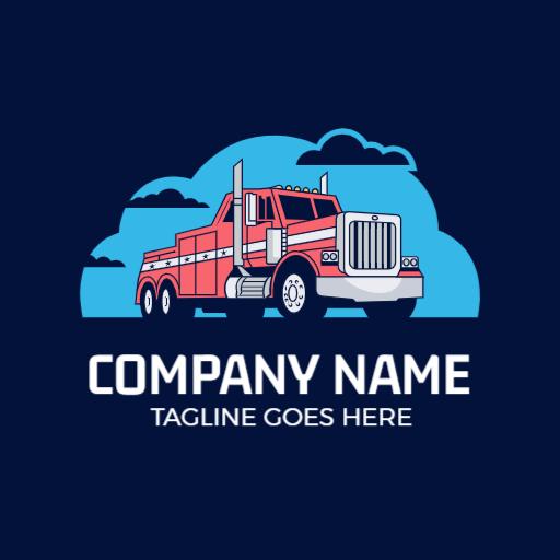 Bold Red Truck Design Representing Reliable Transportation Logo Template