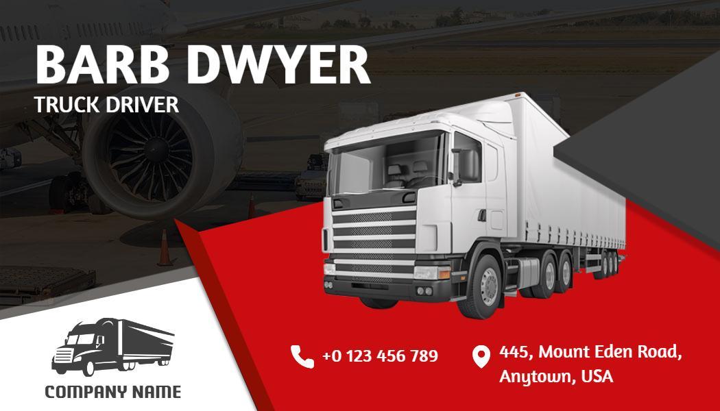 Bold Red Truck Driver Transportation Business Card Template