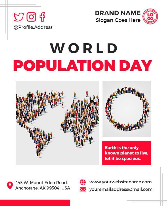 Bold Red World Population Day Awareness Poster Template