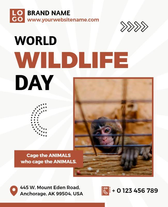 Bold Red World Wildlife Day Awareness Poster Template