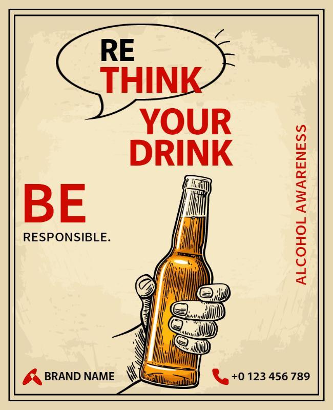 Bold Retro Alcohol Awareness Rethink Your Drink Poster Template