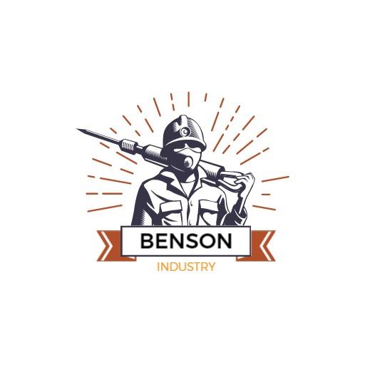 Bold Retro Industrial Soldier Icon with Tools and Equipment Logo Template