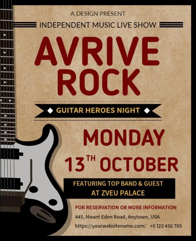 Bold Rock Guitar Heroes Night Live Show Poster Template