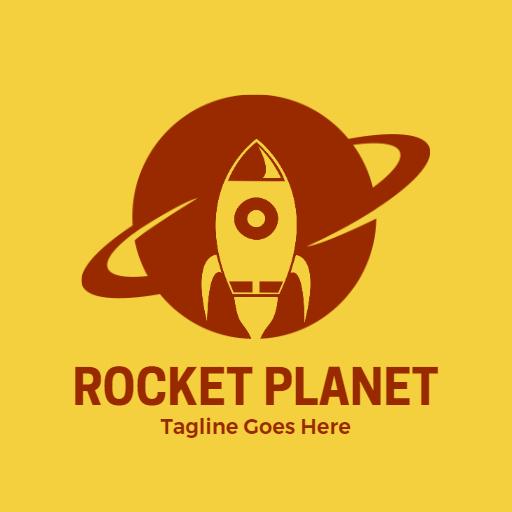 Bold Rocket in Orbit Around a Planet Represents Space Exploration Logo Template