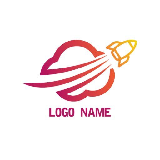 Bold Rocket Launching from Vibrant Planet Design Logo Template