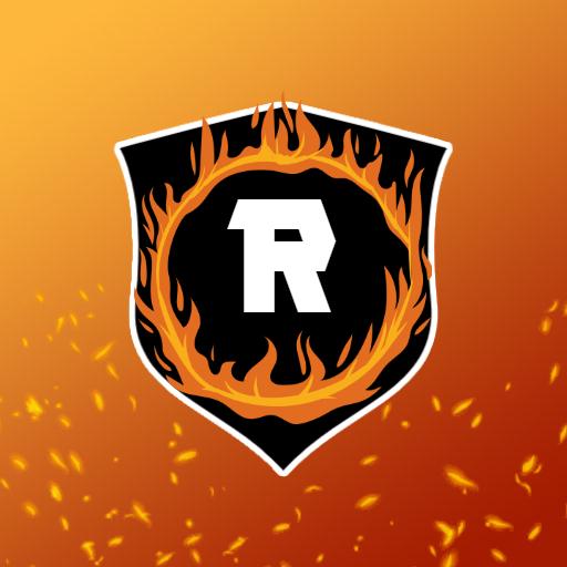 Bold Shield Design Featuring Fiery Letter R Alphabet Logo Template