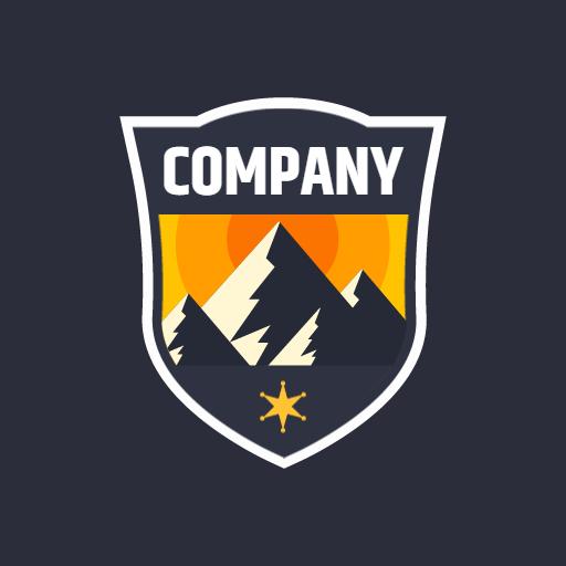 Bold Shield Design with Mountains and Sunrise Badge Template