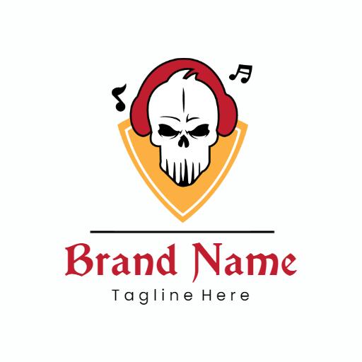 Bold Skull and Headphones Design for Rock Music Logo Template