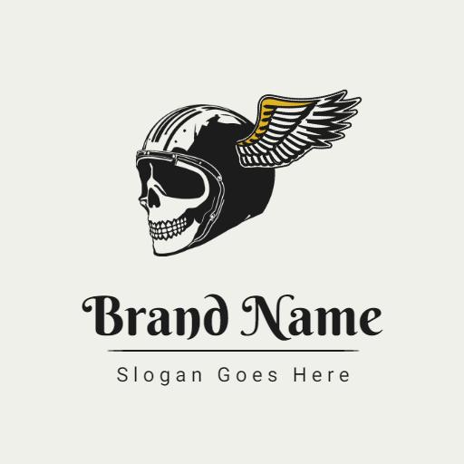 Bold Skull with Wings Illustrating Freedom and Adventure Logo Template