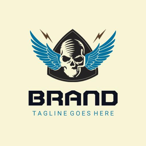 Bold Skull with Wings Reflecting Rock Music Vibes Logo Template