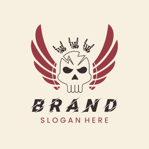 Bold Skull with Wings Representing Rock Music Logo Template