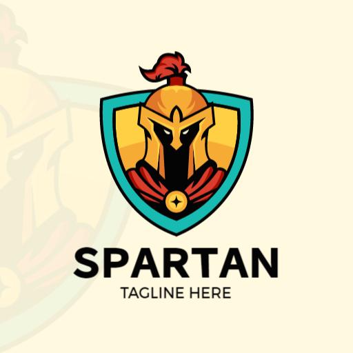 Bold Spartan Shield Design Featuring Warrior Icon Logo Template