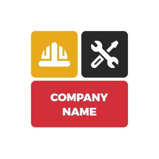 Bold Square Logo Incorporating Construction and Tools Design Logo Template