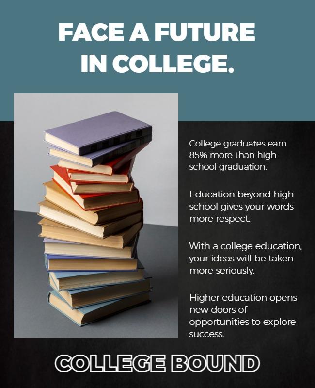 Bold Stack of Books Promoting College Education Flyer Template