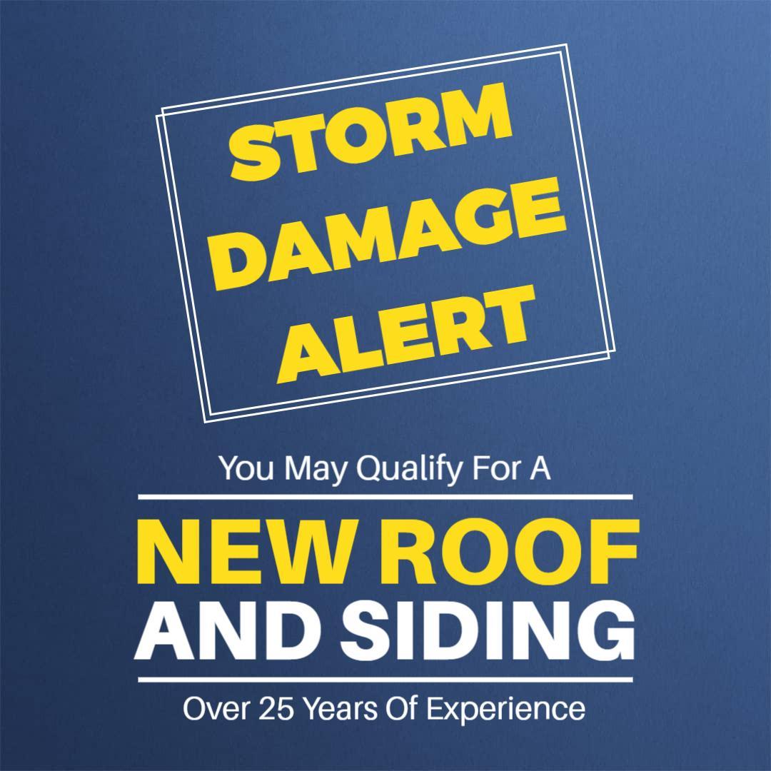 Bold Storm Damage Alert for New Roof and Siding Offers Ad Template