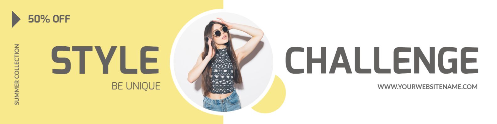 Bold Summer Fashion Style Challenge with Yellow Accents Banner Template