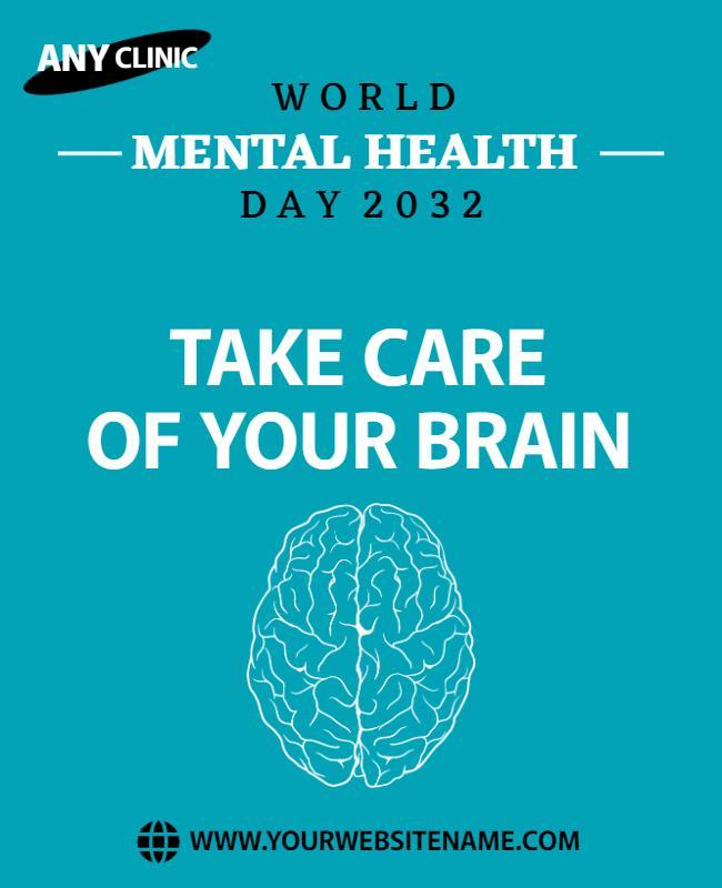 Bold Teal Mental Health Awareness Day Poster Template
