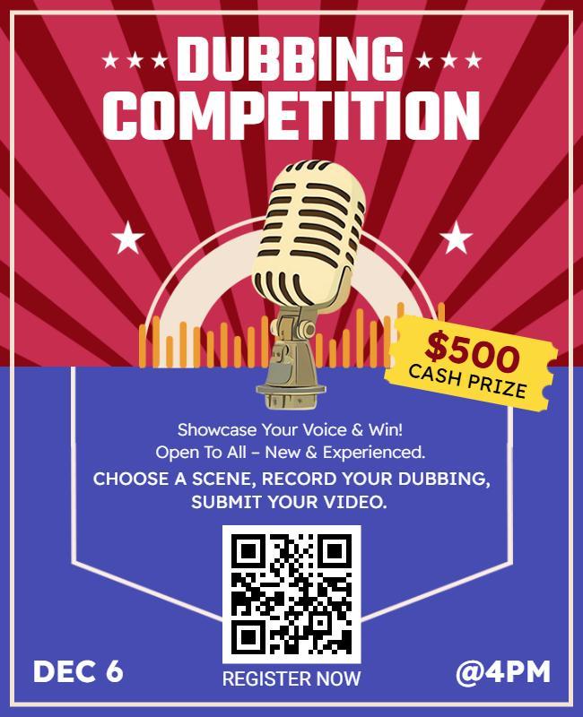 Bold Typography Dubbing Competition Event Flyer Template