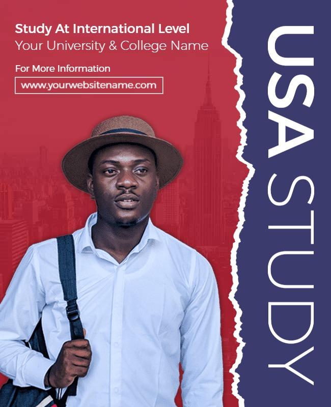 Bold USA Study International Education Recruitment Poster Template