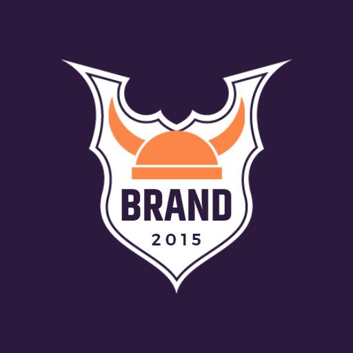 Bold Viking-Themed Orange and Purple Badge Logo Template