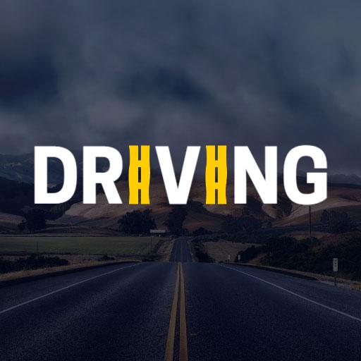 Bold White and Yellow Text Highlighting Driving Logo Template