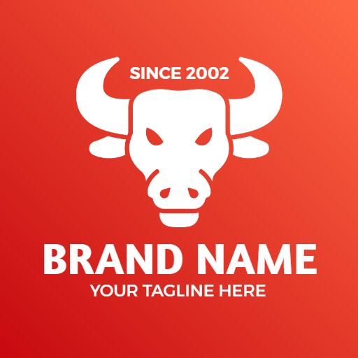 Bold White Bull Icon Representing Strength and Power Logo Template