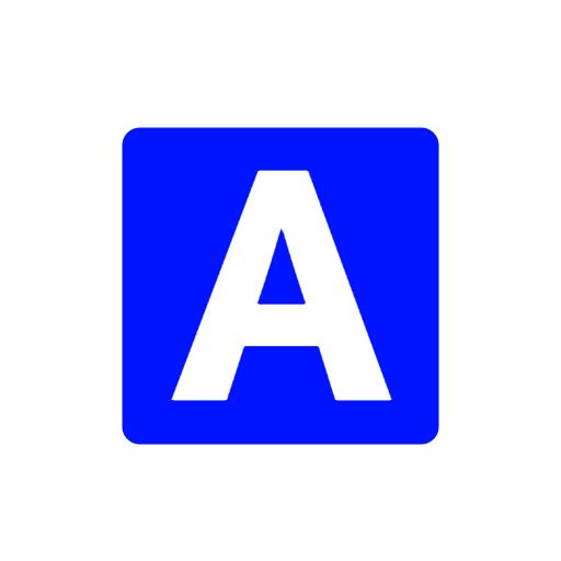 Bold White Letter A on Vibrant Blue Background Logo Template