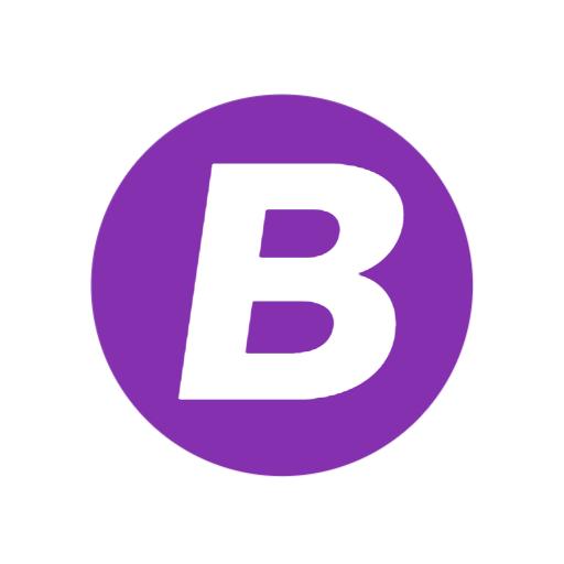 Bold White Letter B on Vibrant Purple Circle Alphabet Logo Template