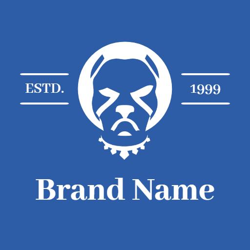Bold White Pitbull Emblem on Rich Blue Background Logo Template