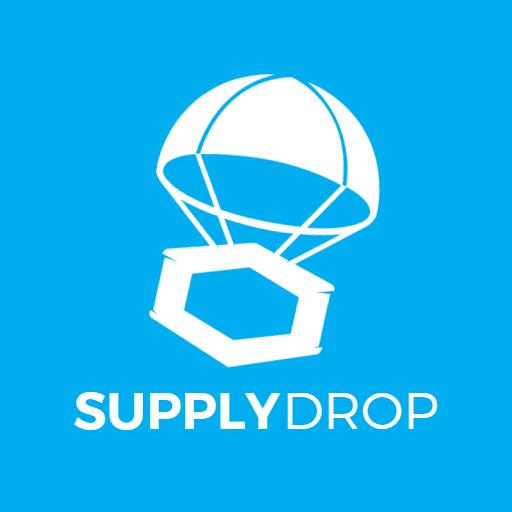 Bold White Supply Drop with Parachute Design Logo Template