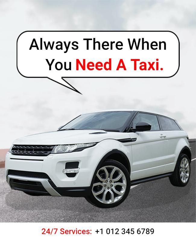 Bold White SUV Taxi Service Availability Announcement Poster Template