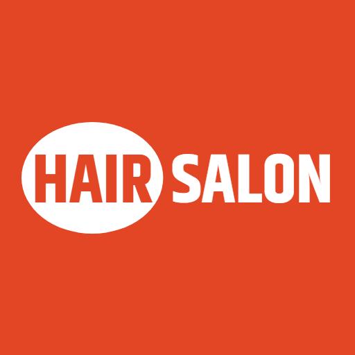 Bold White Text on Vibrant Orange Background Hair Salon Logo Template