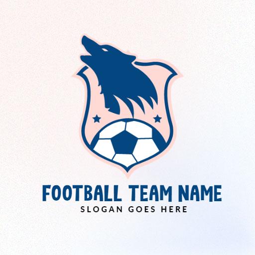 Bold Wolf Silhouette with Soccer Ball in Team Logo Template