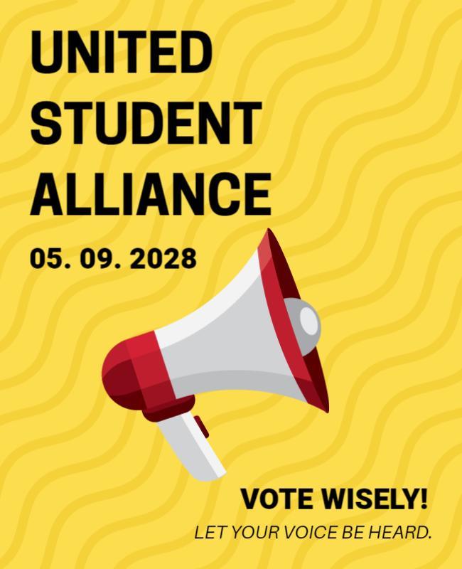 Bold Yellow Advocacy for Student Alliance Voting Poster Template