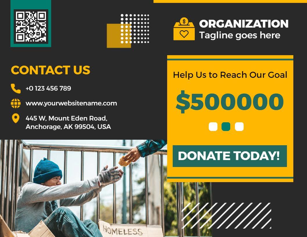 Bold Yellow and Black Fundraising Donation Support Brochure Template