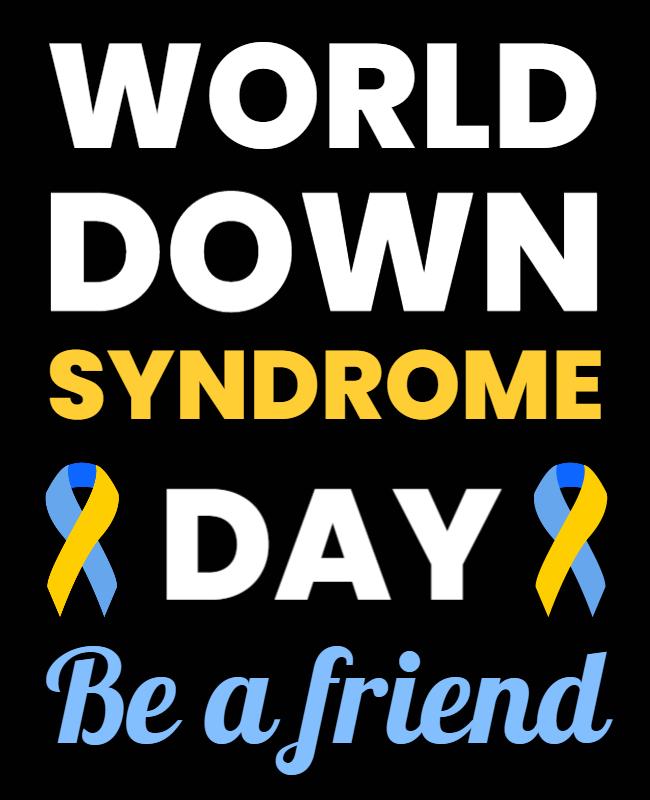 Bold Yellow and Blue World Down Syndrome Day Awareness Poster Template