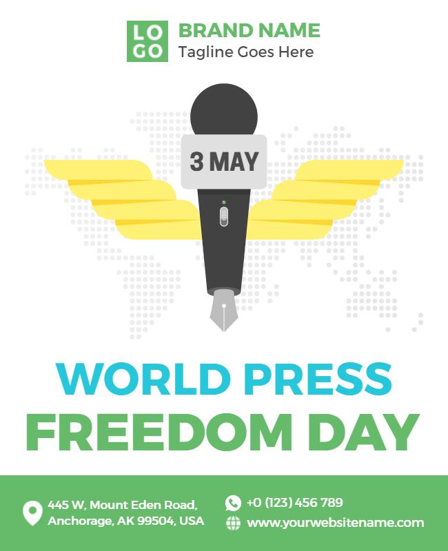 Bold Yellow and Gray World Press Freedom Day Poster Template