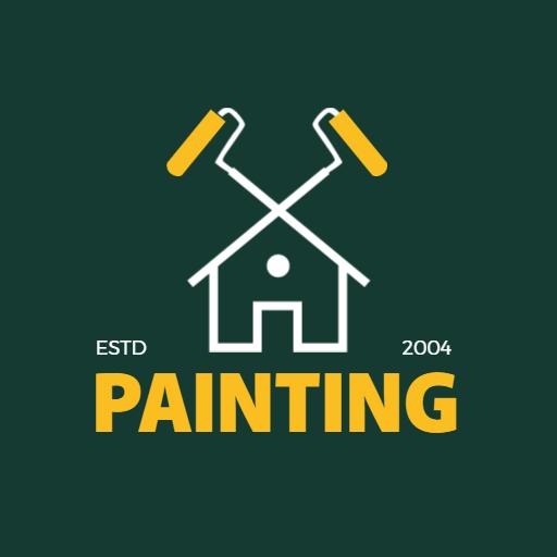 Bold Yellow and White Paint Rollers Showcase Home Painting Logo Template