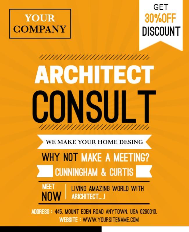 Bold Yellow Architect Consultation Service Promotion Poster Template