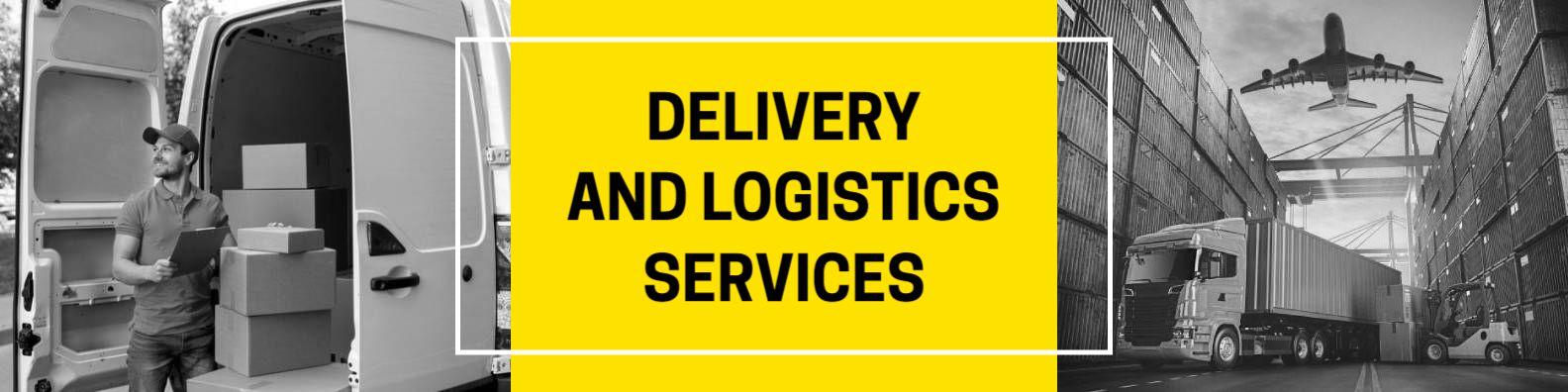 Bold Yellow Background with Delivery and Logistics Services Banner Template