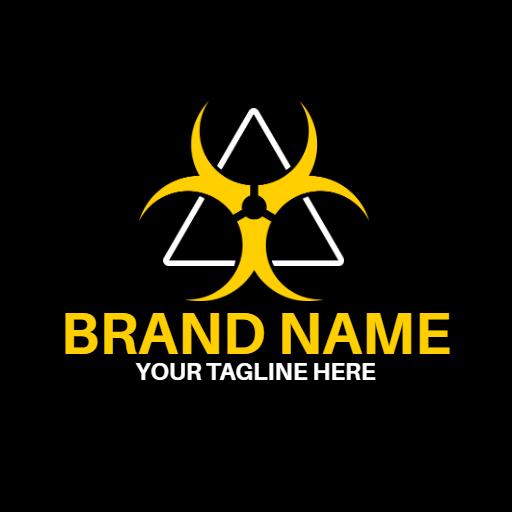 Bold Yellow Biohazard Symbol Signifying Toxic Waste Logo Template